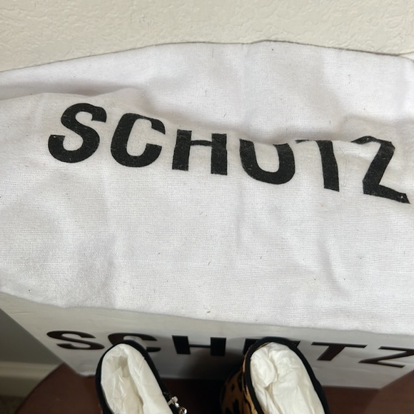 Schutz Mery Fur Animal Print Leopard Cheetah Ankle Boot Size 5 - Picture 10 of 11